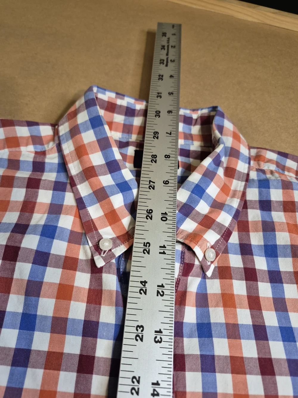 J. Crew Blue, Red & White Short-Sleeve Check 1/4 Button-Down Shirt 4338/6